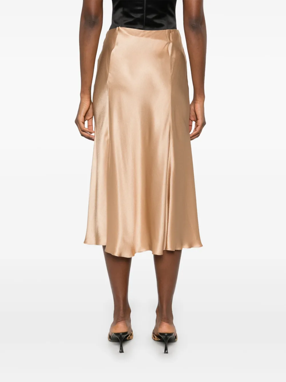 Alberta Ferretti Satijnen midi-rok Goud