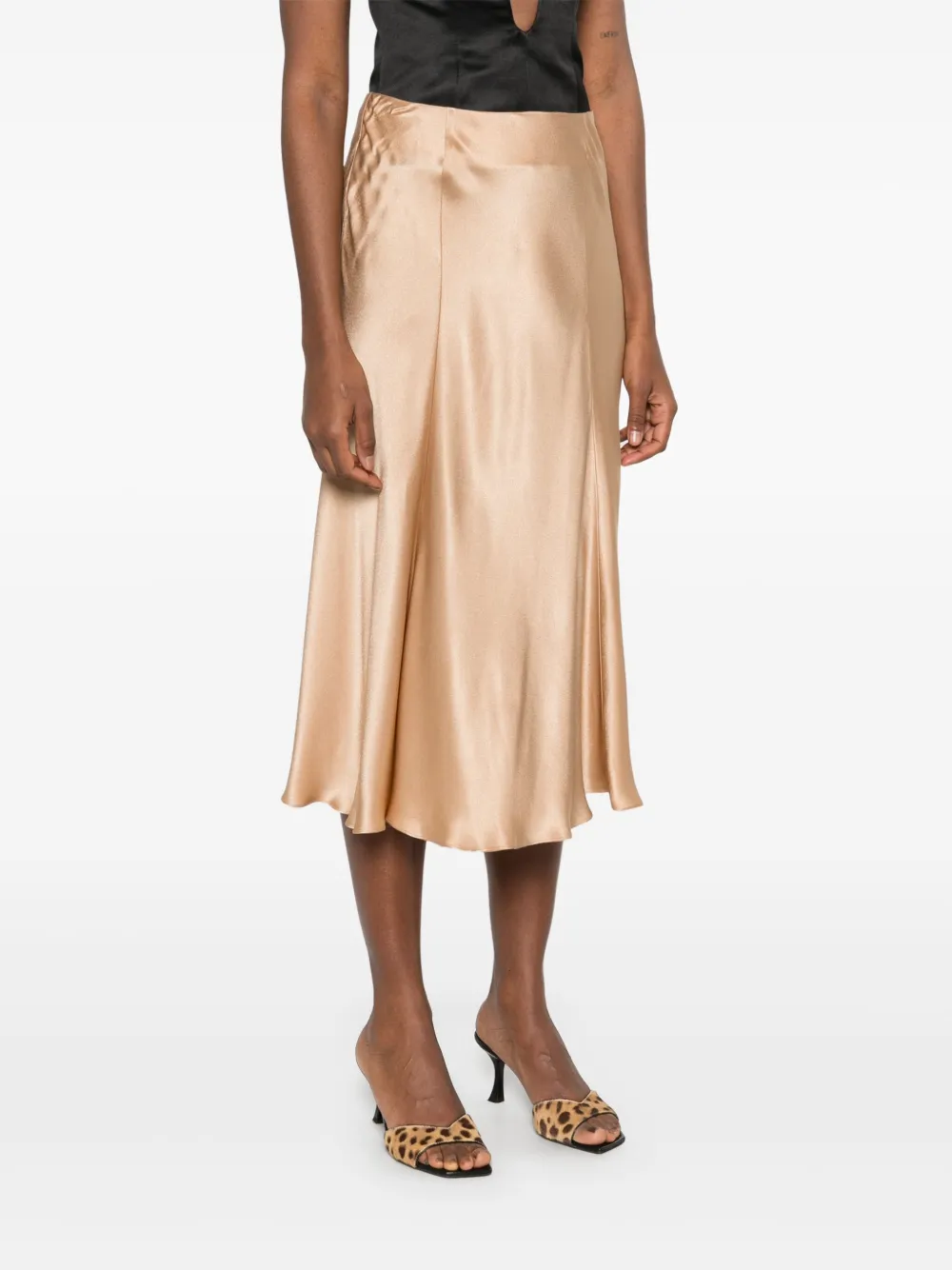 Alberta Ferretti Satijnen midi-rok Goud