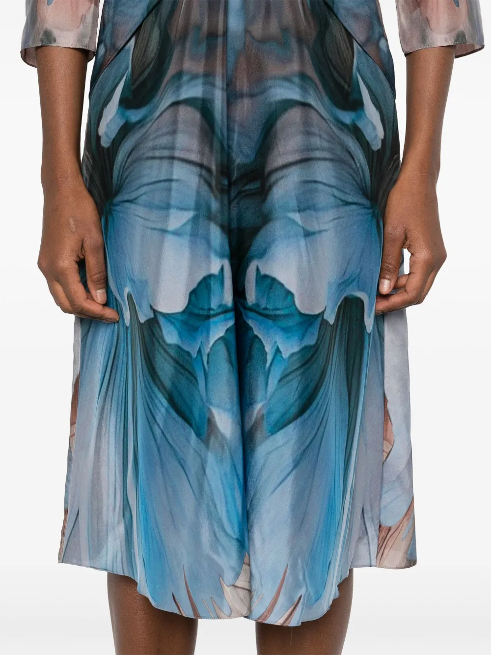 Alberta Ferretti Midi-jurk met abstracte print Blauw