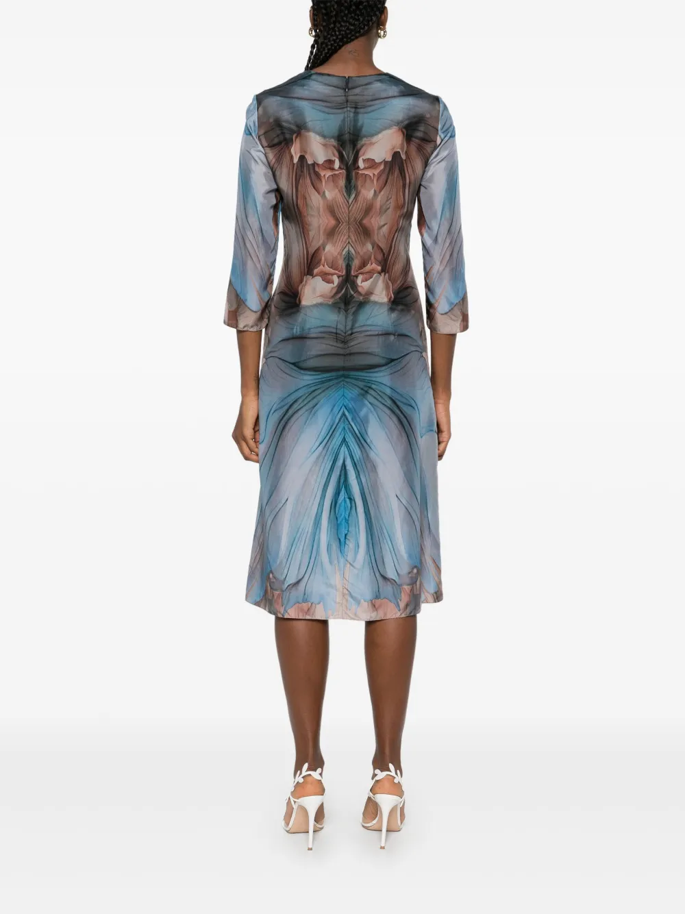 Alberta Ferretti Midi-jurk met abstracte print Blauw