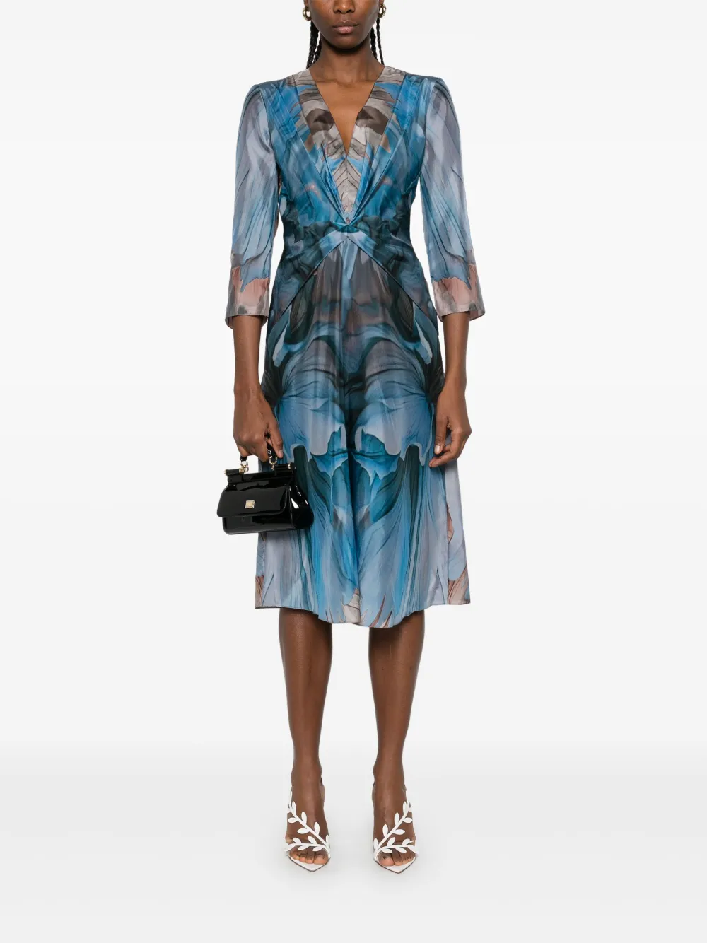 Alberta Ferretti Midi-jurk met abstracte print - Blauw