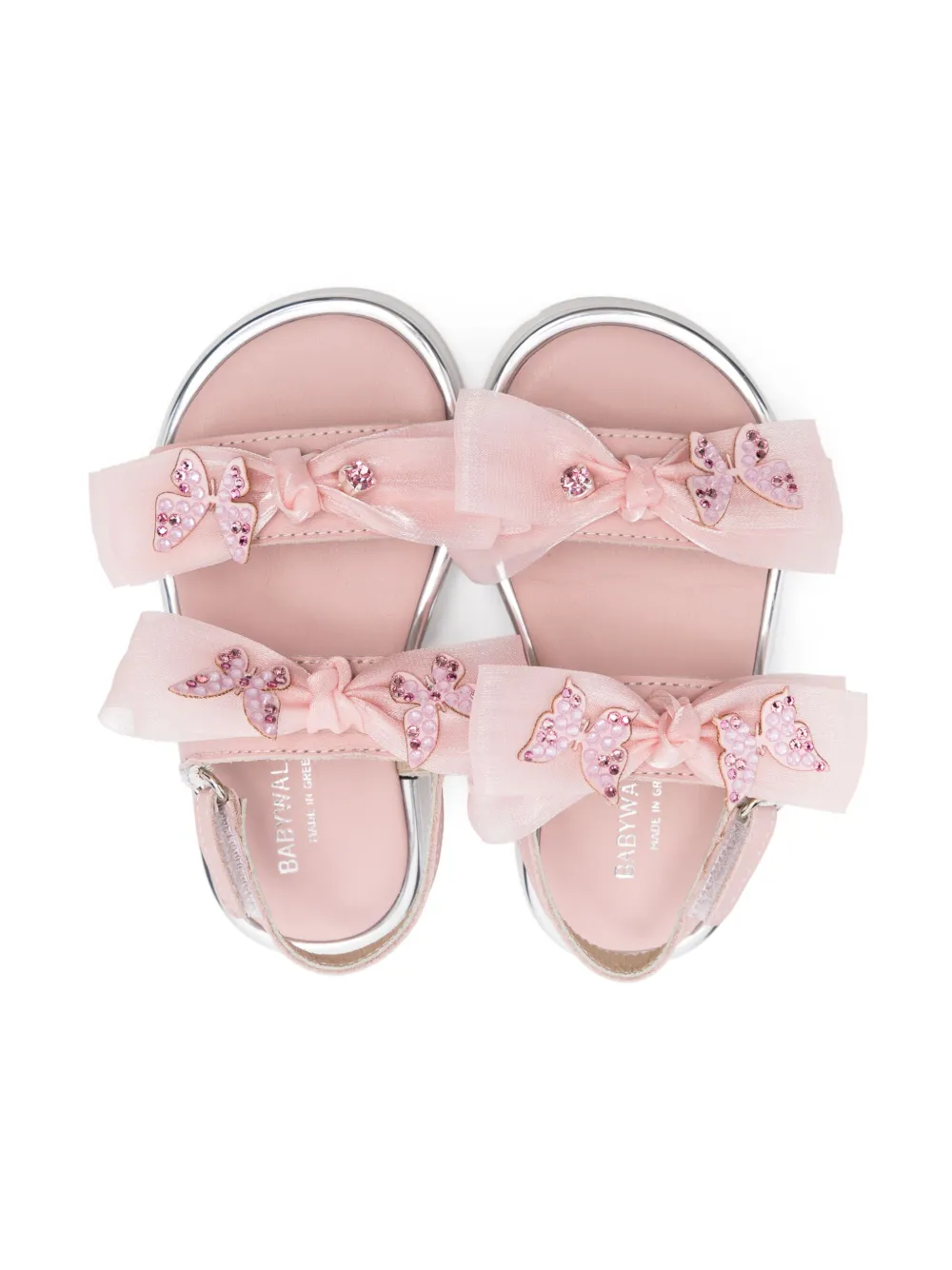 BabyWalker organza-bow sandals Pink