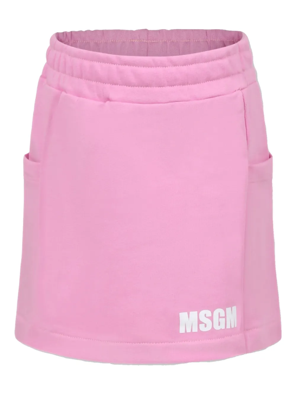 Shop Msgm Logo-print Mini Skirt In Pink