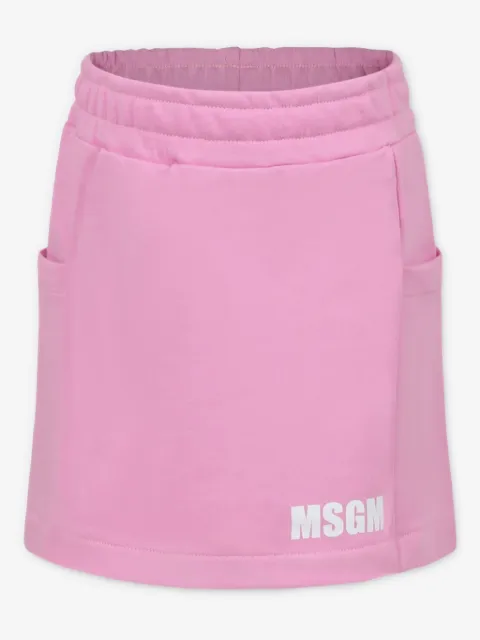 MSGM Kids falda corta con logo estampado