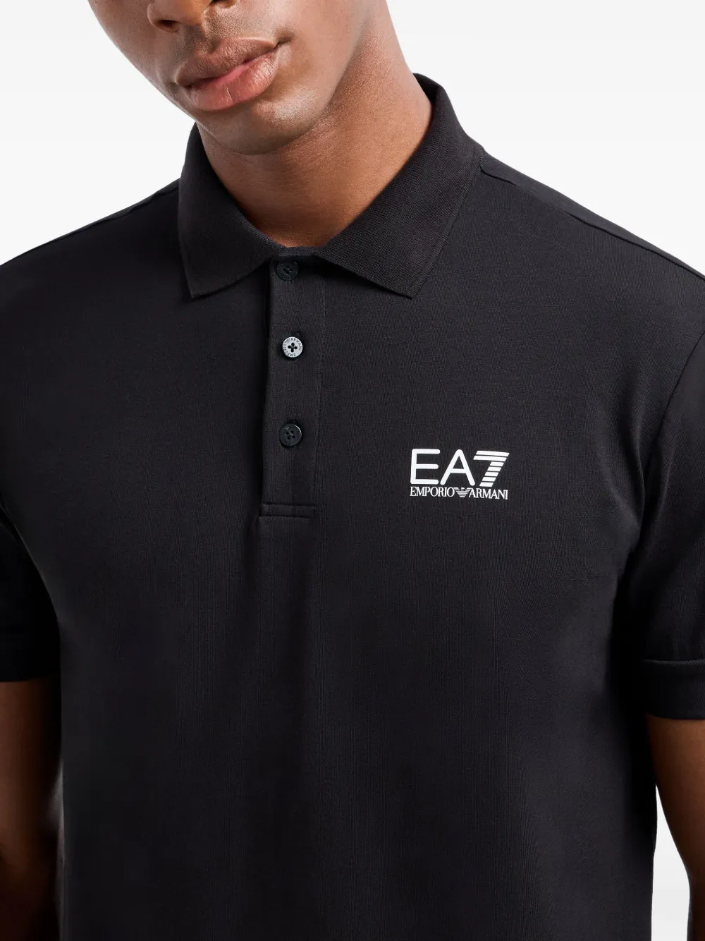 Ea7 Emporio Armani Poloshirt met logo-reliëf Zwart