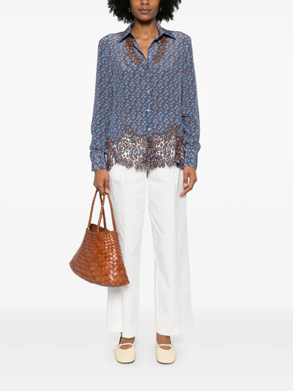 Ermanno Scervino Blouse met bloemenprint - Blauw