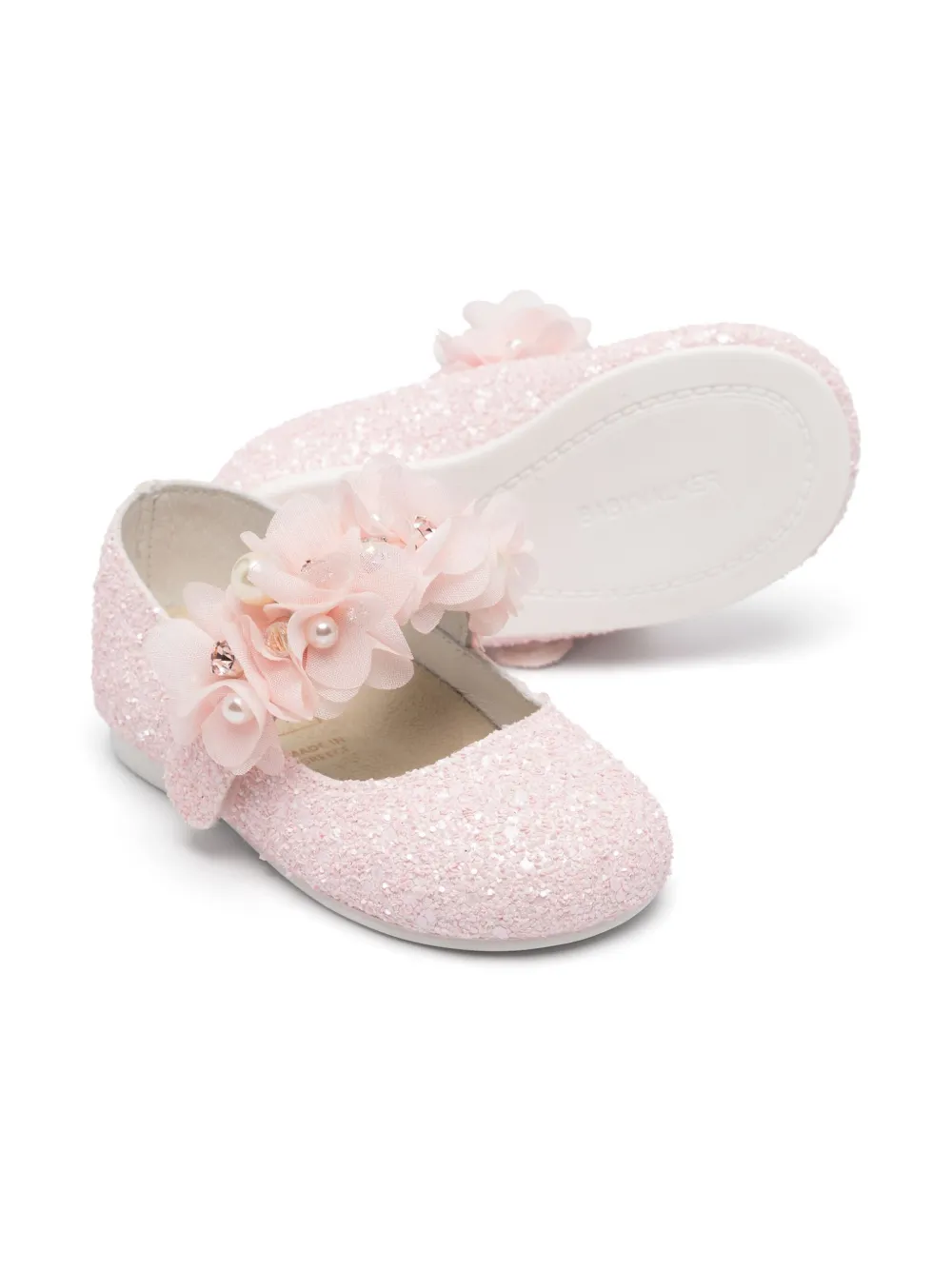 BabyWalker Ballerina's met bloemapplicatie - Roze