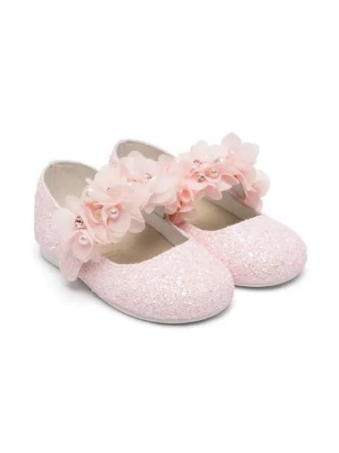BabyWalker floral-appliqué ballet flats