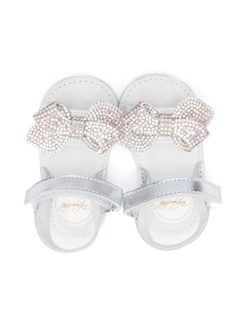 BabyWalker crystal-bow sandals Silver