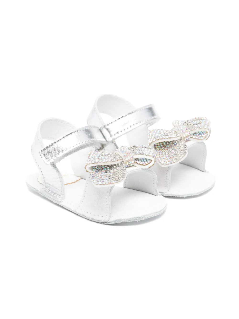 BabyWalker crystal-bow sandals Silver