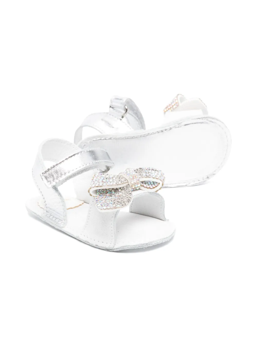 BabyWalker crystal-bow sandals Silver