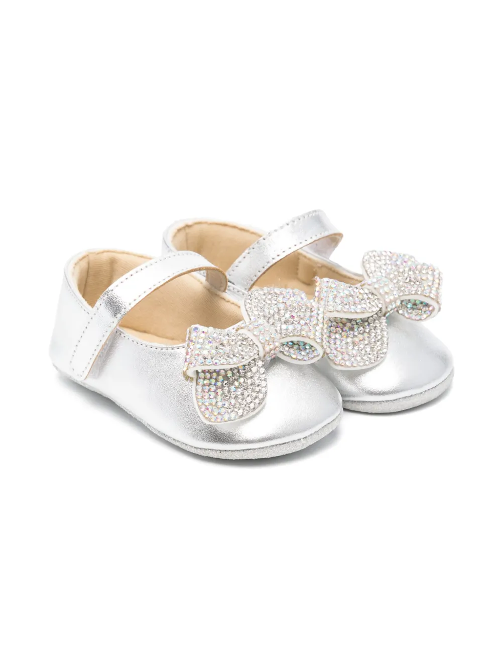 BabyWalker crystal-bow ballet flats Silver