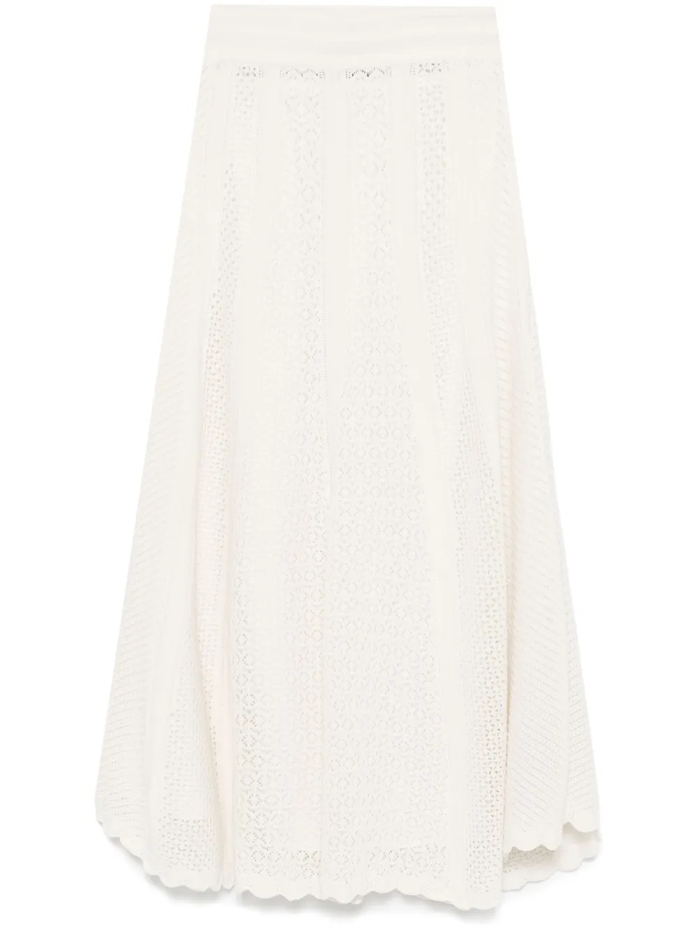 pointelle-knit midi skirt