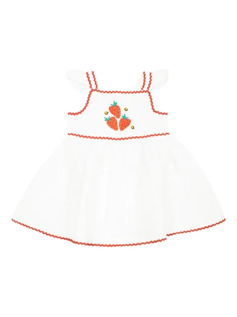 Stella McCartney Kids strawberry-embroidered cap-sleeves dress