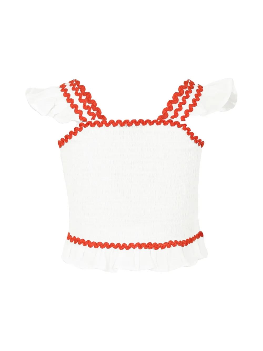 Stella McCartney Kids strawberry-embroidered cap-sleeve blouse - Wit