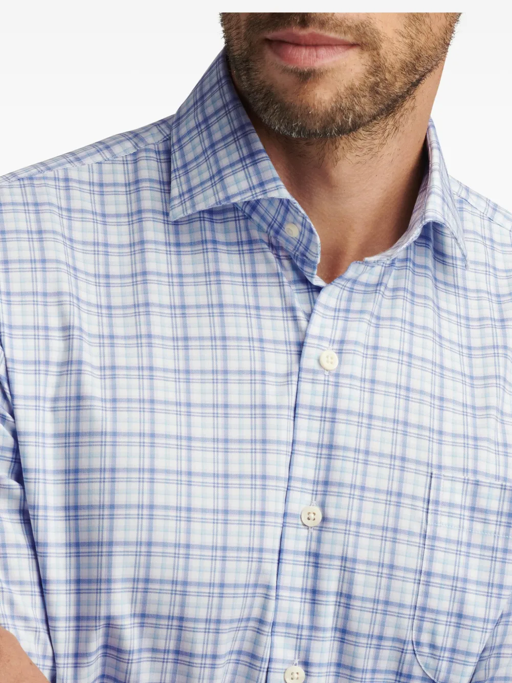 Peter Millar Geruit overhemd Blauw