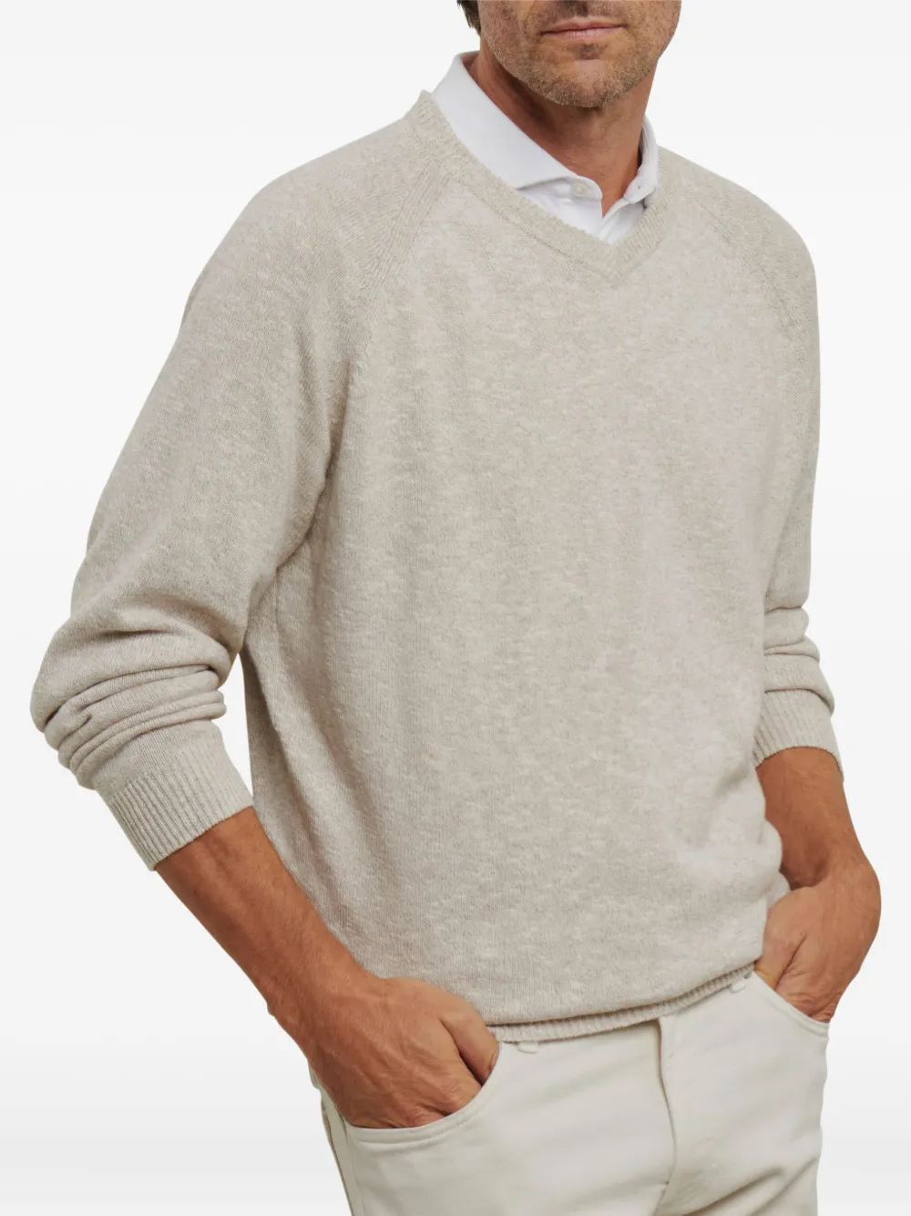 Peter Millar Trui met V-hals Beige
