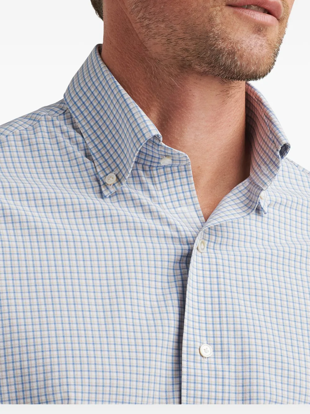 Peter Millar Geruit overhemd met knopen Blauw