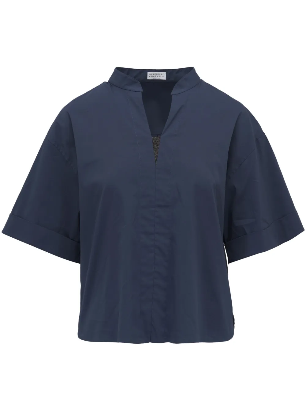 Brunello Cucinelli blouse en coton stretch | bleu | Image 1