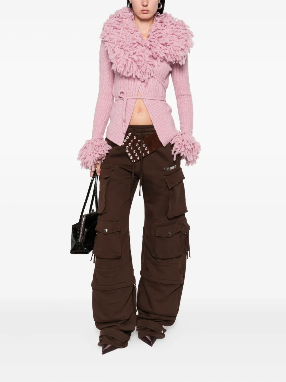 The Attico cable-knit cardigan Roze
