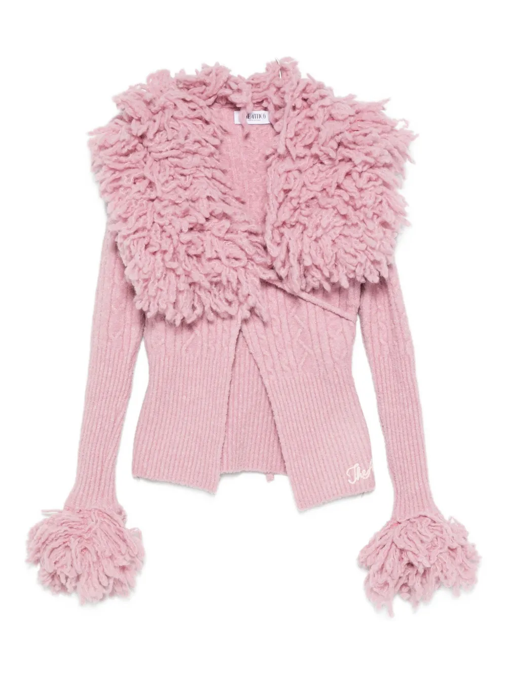 Attico Cable-knit Cardigan In Pink