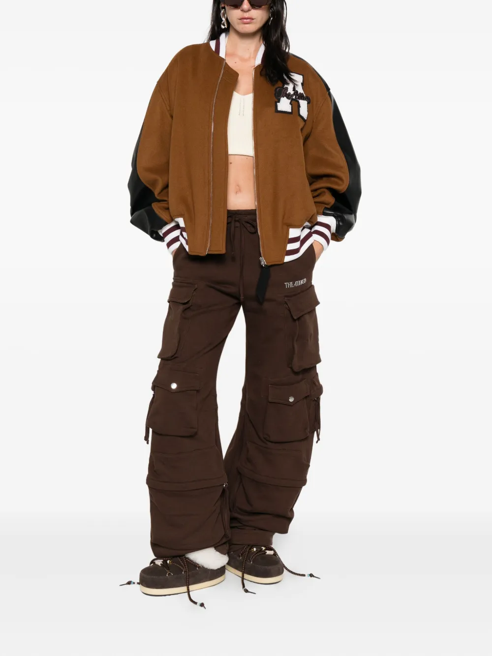 Attico College Bomber Jacket In Brown