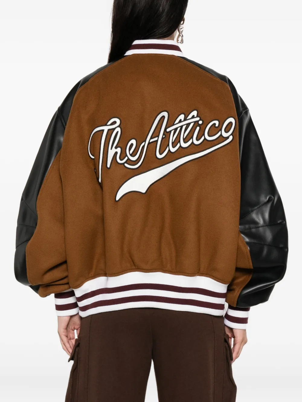 Attico College Bomber Jacket In Brown