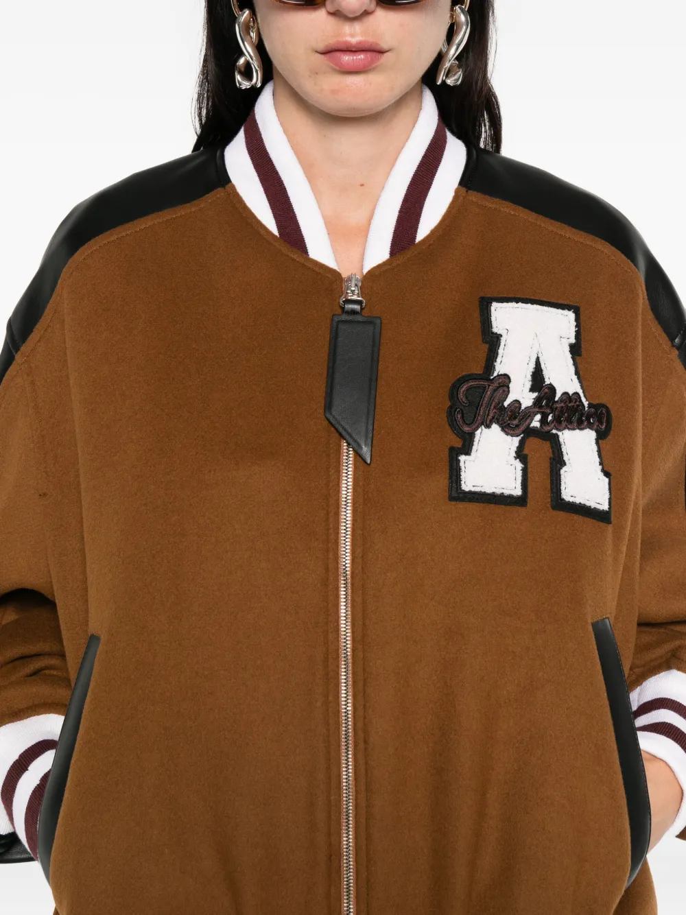 Attico College Bomber Jacket In Brown