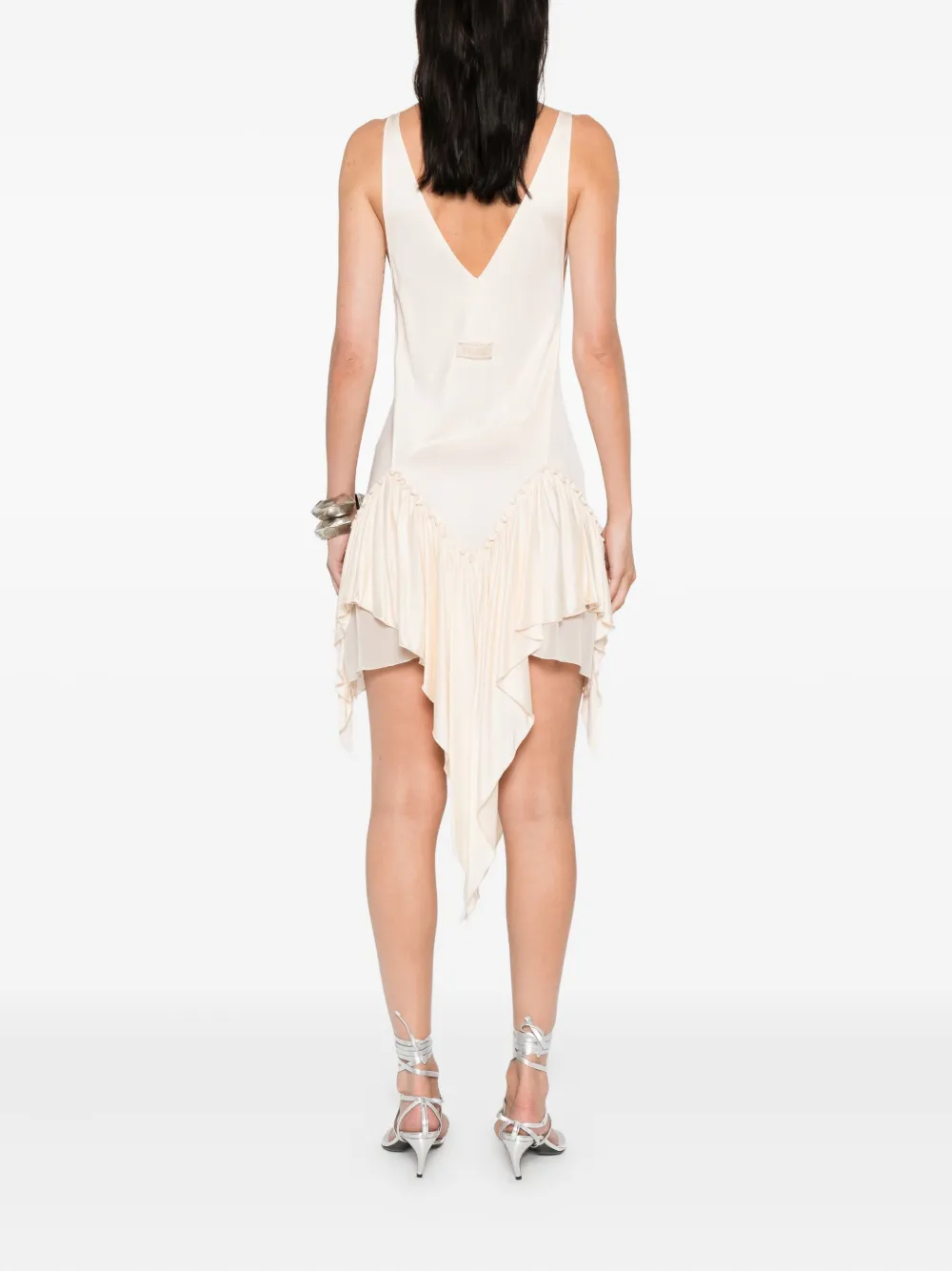 The Attico ruffled asymmetric mini dress Beige