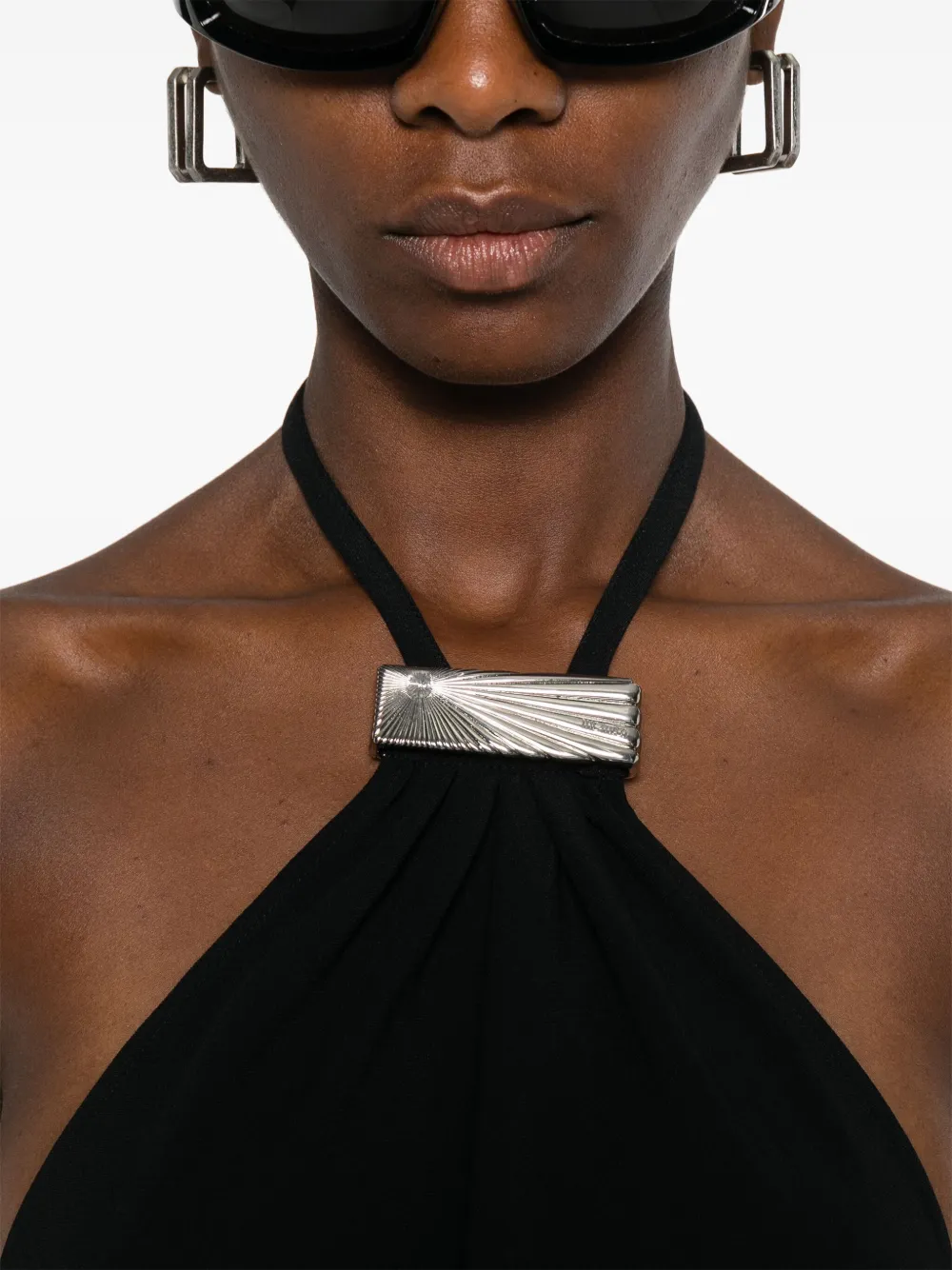 The Attico halterneck low-back midi dress Zwart