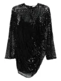 The Attico mesh rushed mini dress - Black