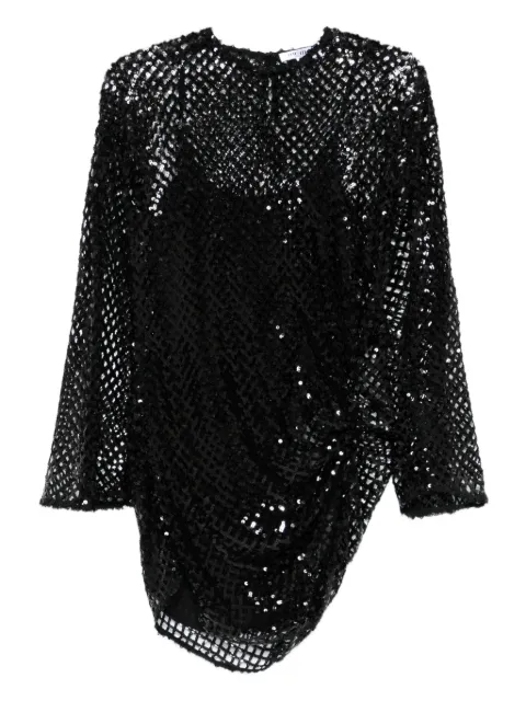 The Attico mesh rushed mini dress