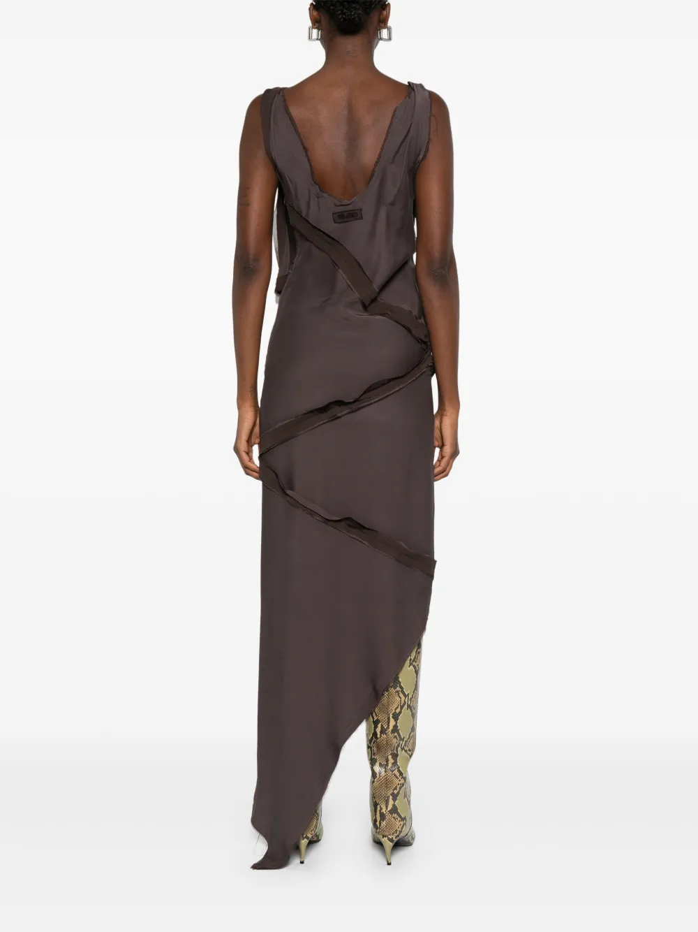 The Attico Midi-jurk met gedraaid detail Bruin