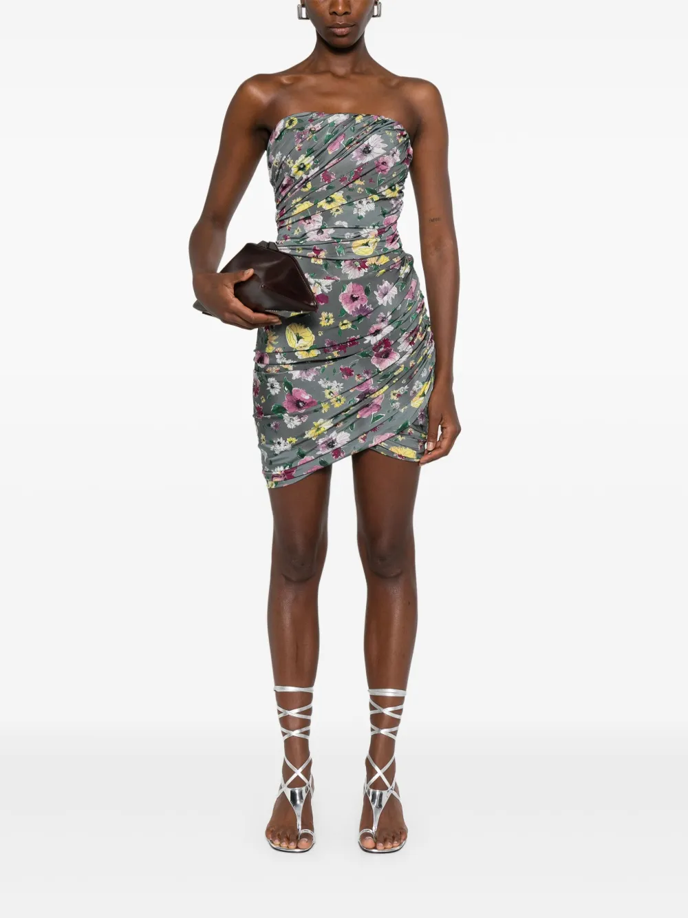 The Attico floral-print mini dress Grijs