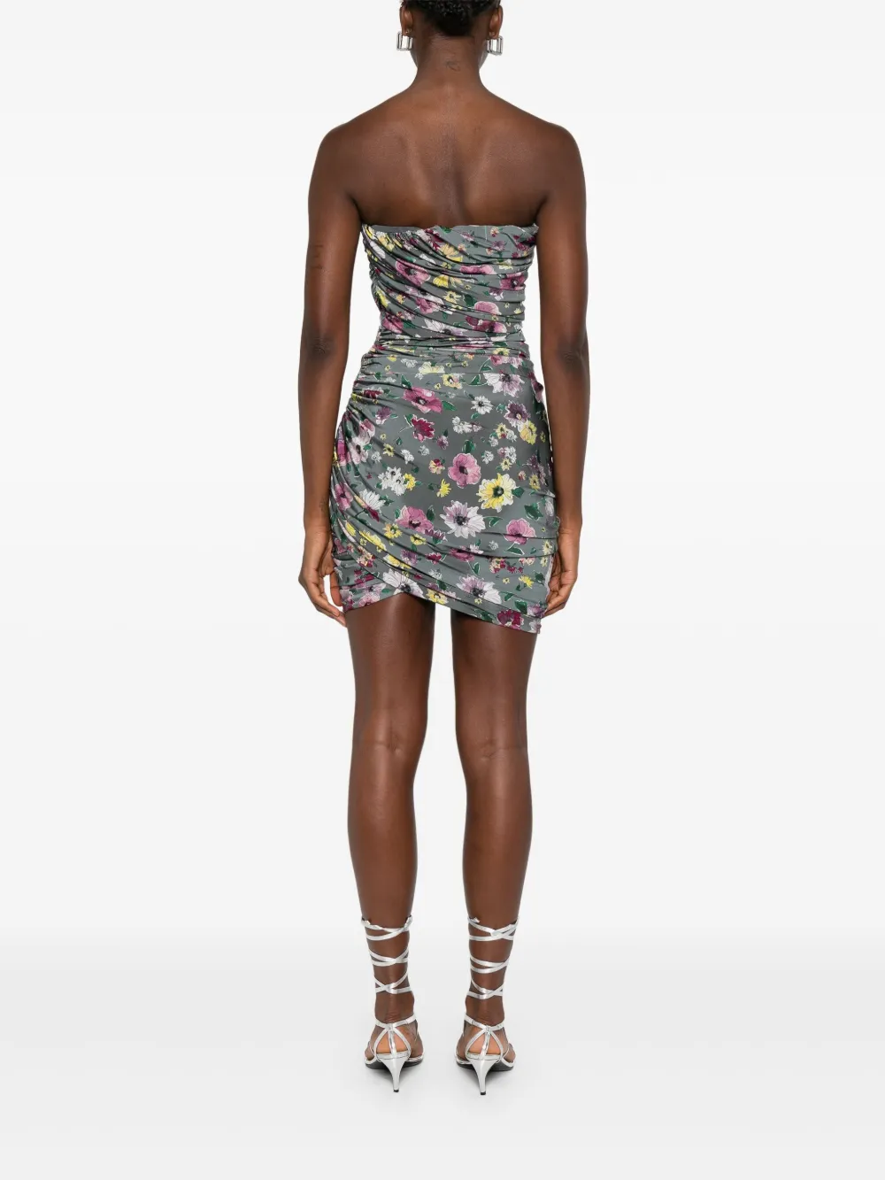 The Attico floral-print mini dress Grijs