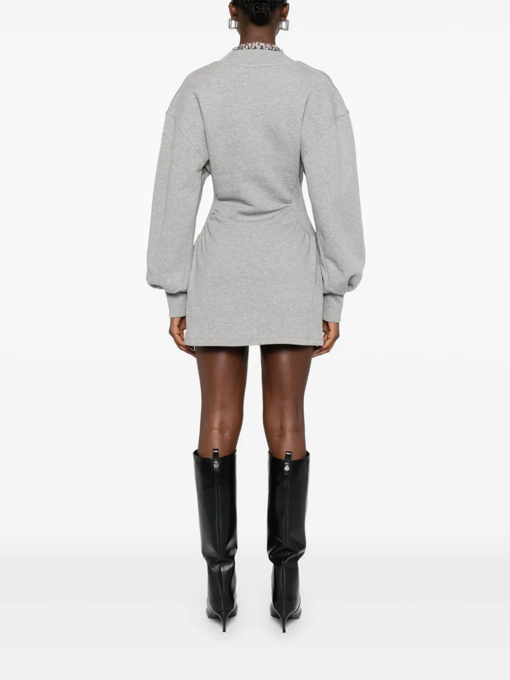The Attico Mini-jurk met lange mouwen en V-hals Grijs
