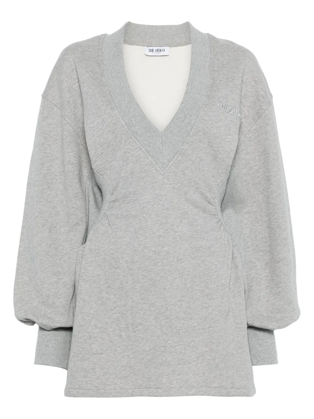 The Attico Mini-jurk met lange mouwen en V-hals Grijs