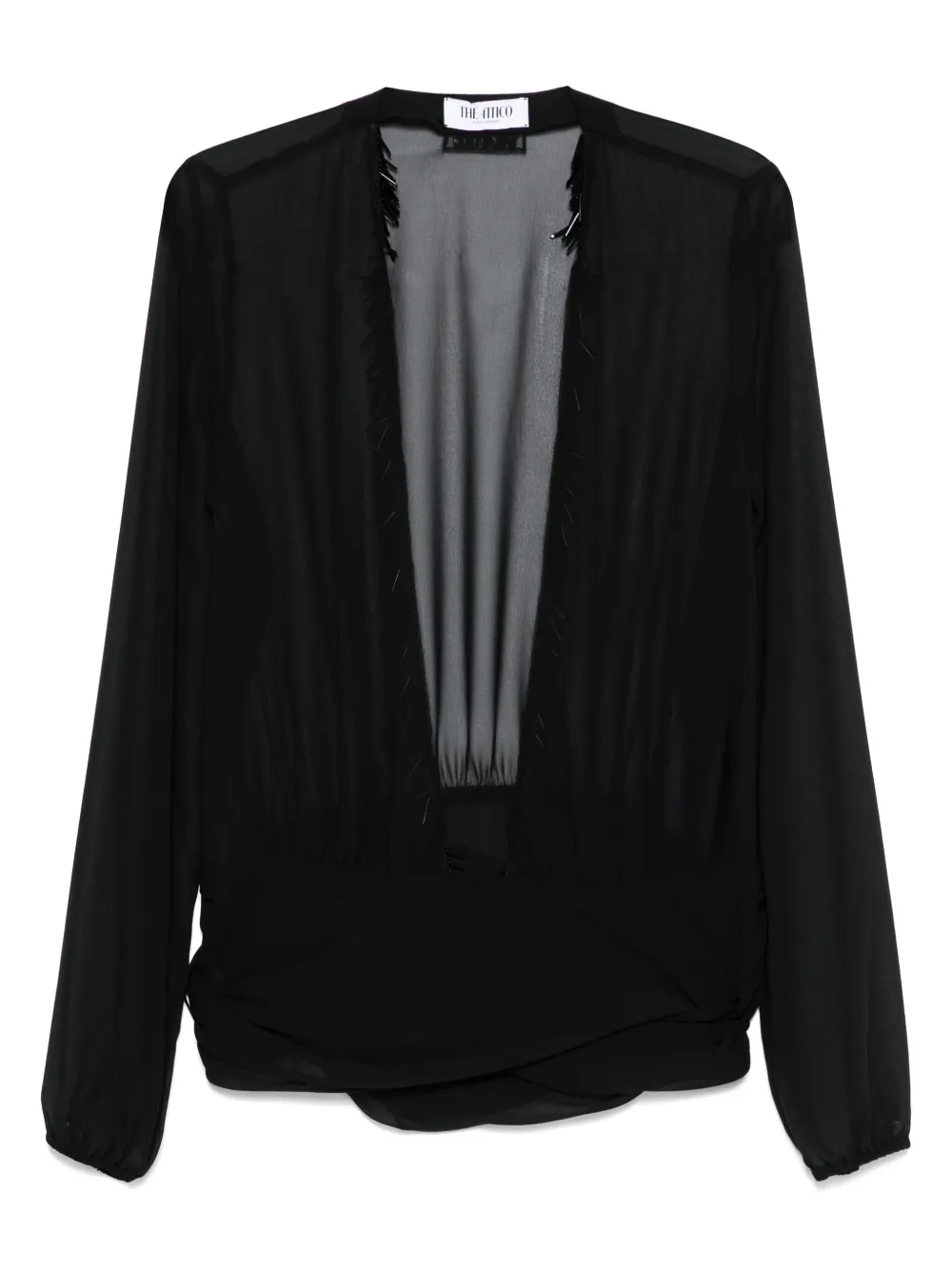 The Attico V-neck fringed blouse | Black | Image 1