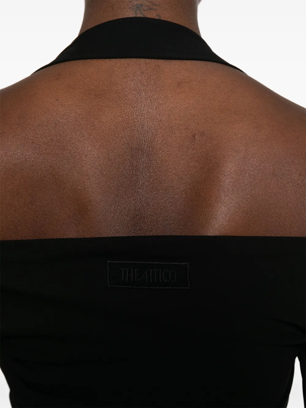 The Attico Mini-jurk met halternek en lange mouwen Zwart