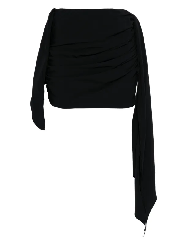 The Attico Draped Knot Mini Skirt in Black