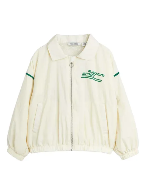 Mini Rodini chamarra bomber con logo estampado
