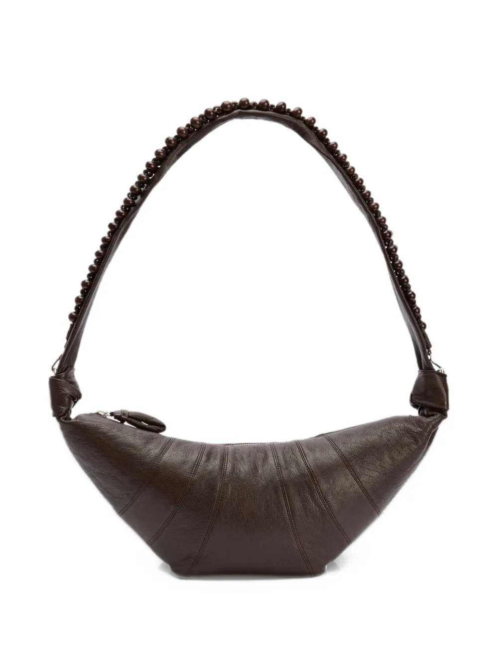 LEMAIRE Borsa a spalla Croissant Pearls media - Marrone
