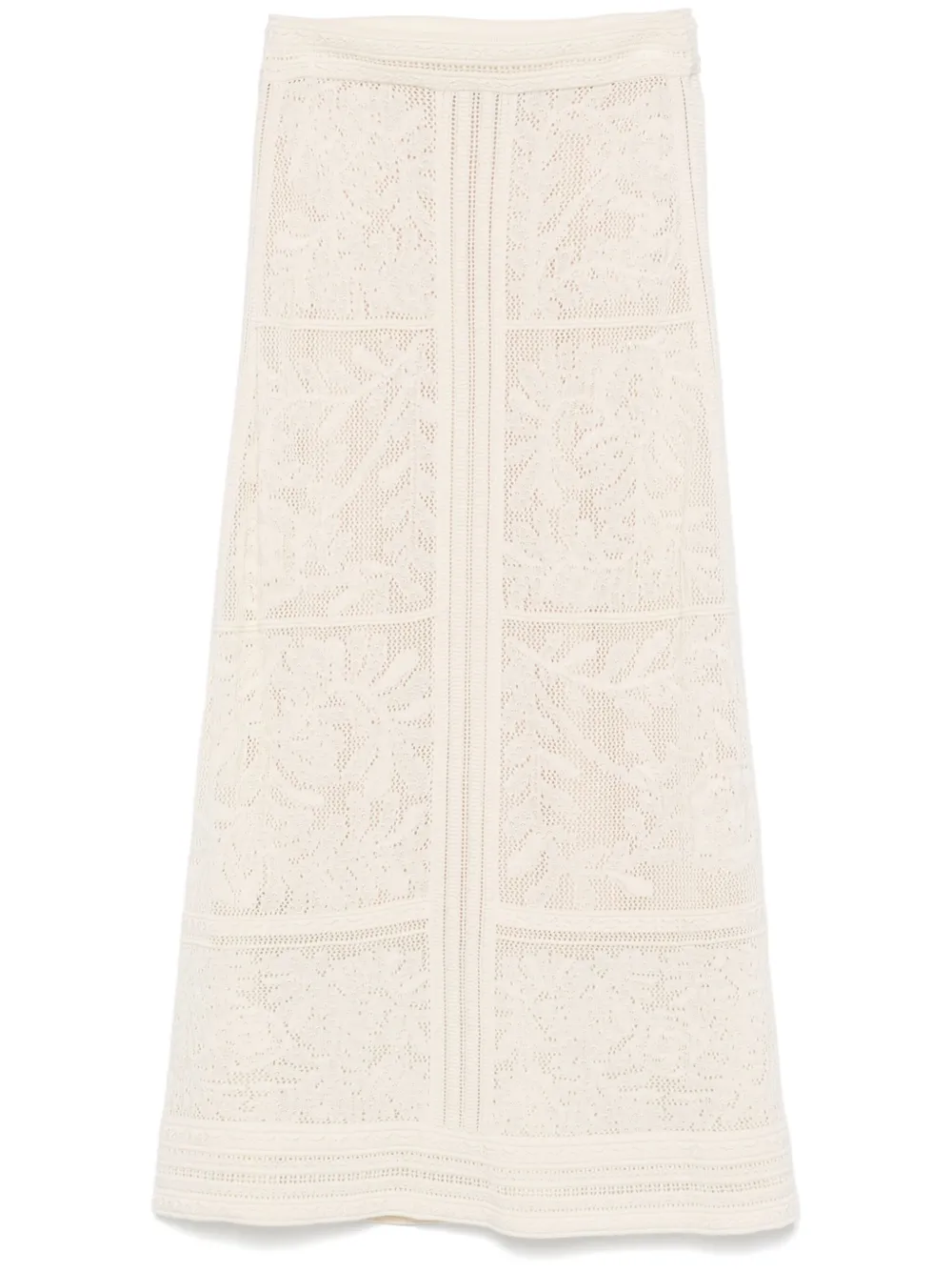 Eric Bompard Pointelle-knit Midi Skirt In Neutrals