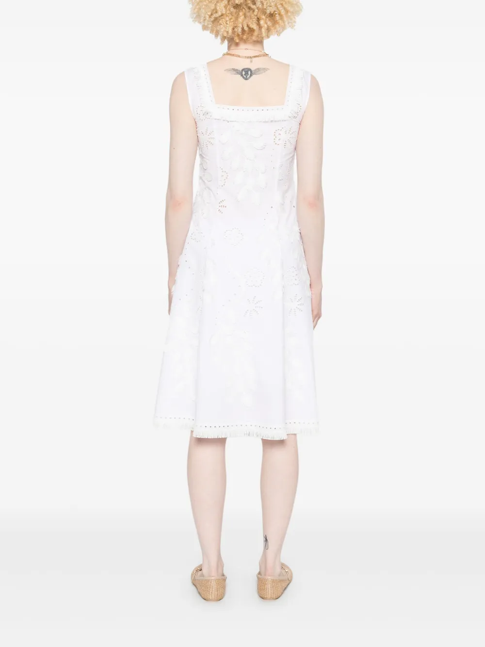 Alberta Ferretti Broderie-anglaise Midi Dress In White