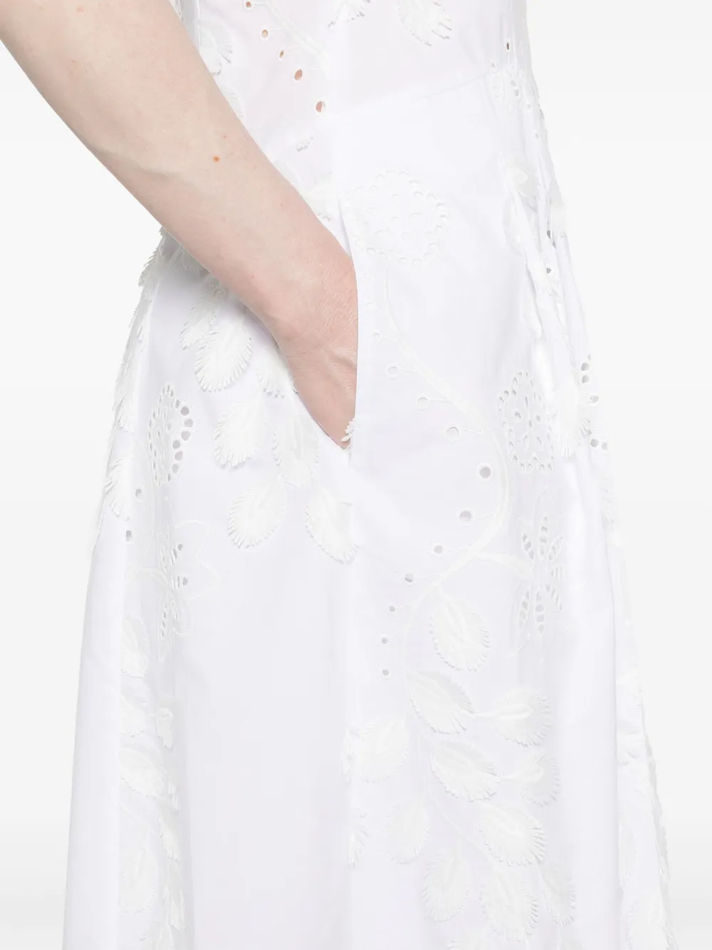 Alberta Ferretti Broderie-anglaise Midi Dress In White