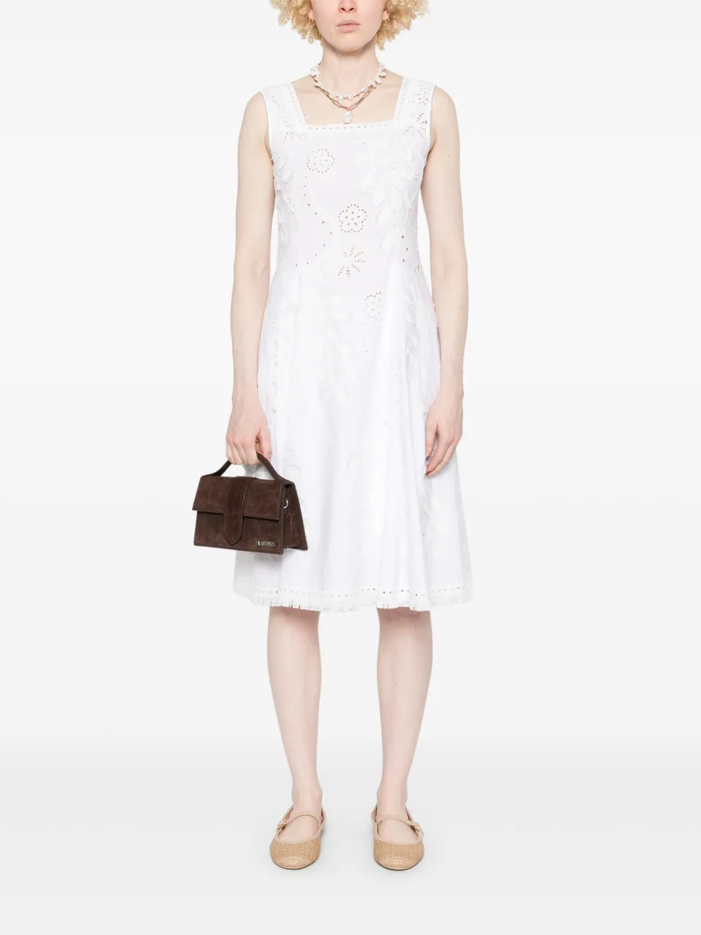 Alberta Ferretti Broderie anglaise midi-jurk - Wit