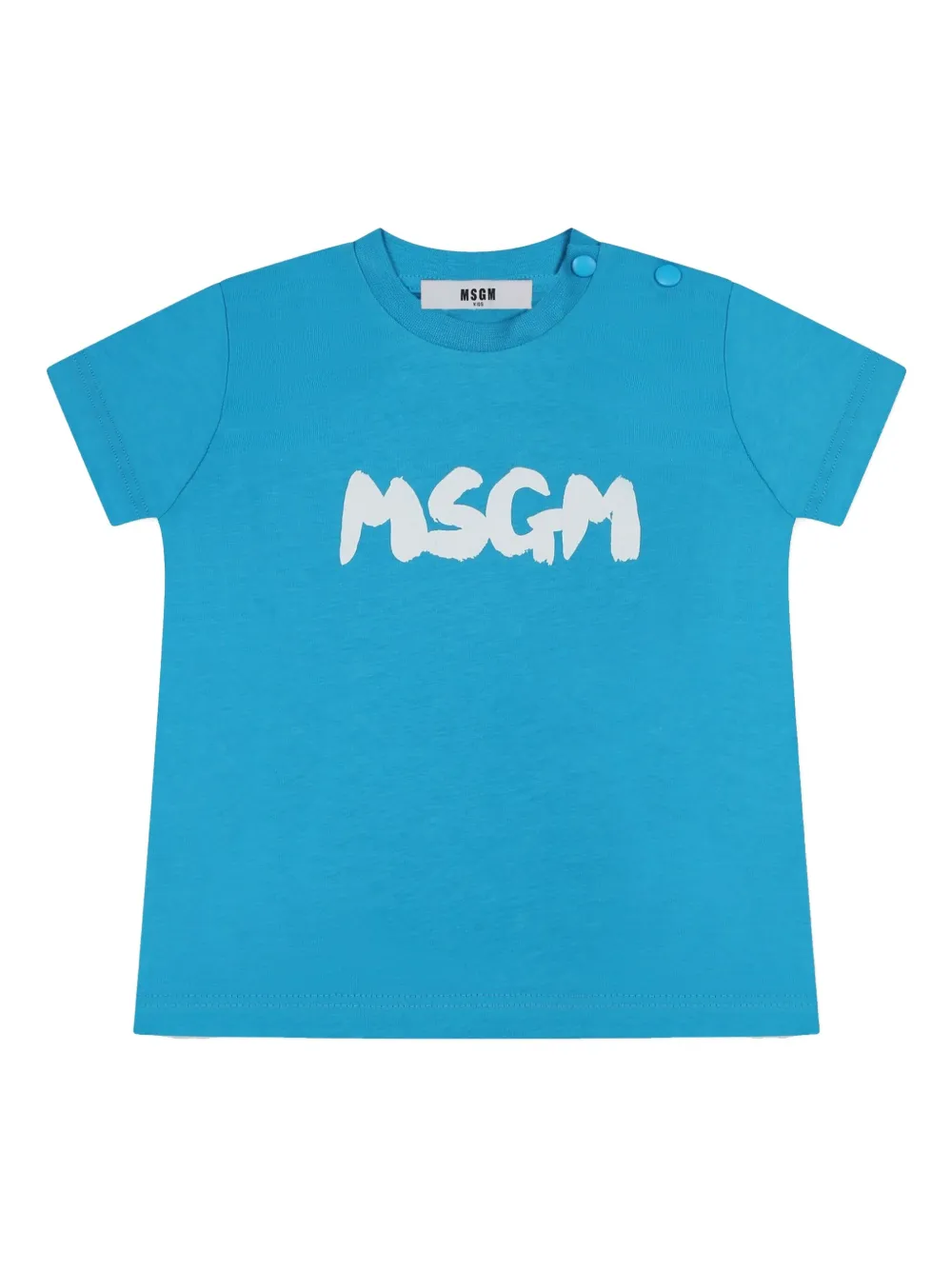 Msgm Light Blue T-shirt For Babykids With Logo In Blue