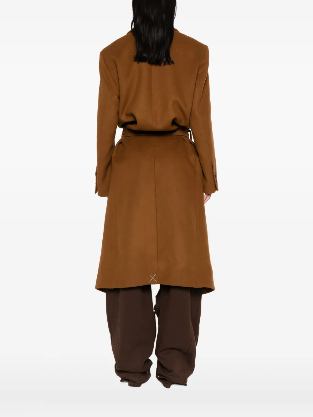 The Attico single-breasted belted coat Bruin