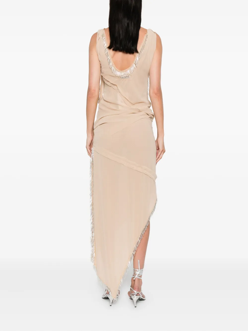 The Attico Asymmetrische midi-jurk Beige