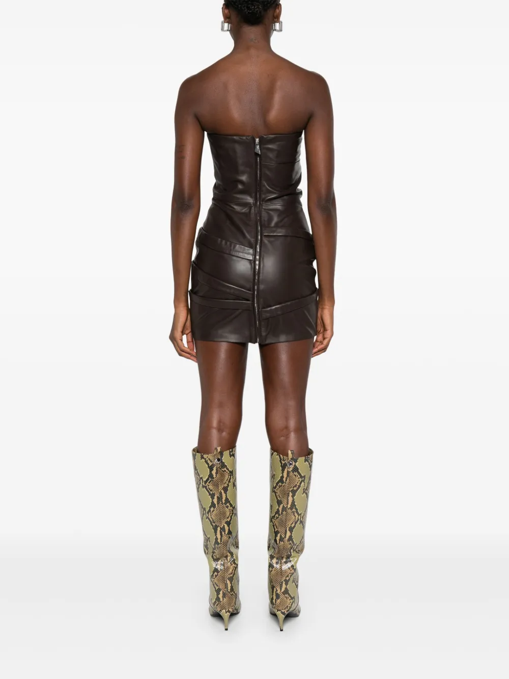 The Attico Gedrapeerde mini-jurk Bruin
